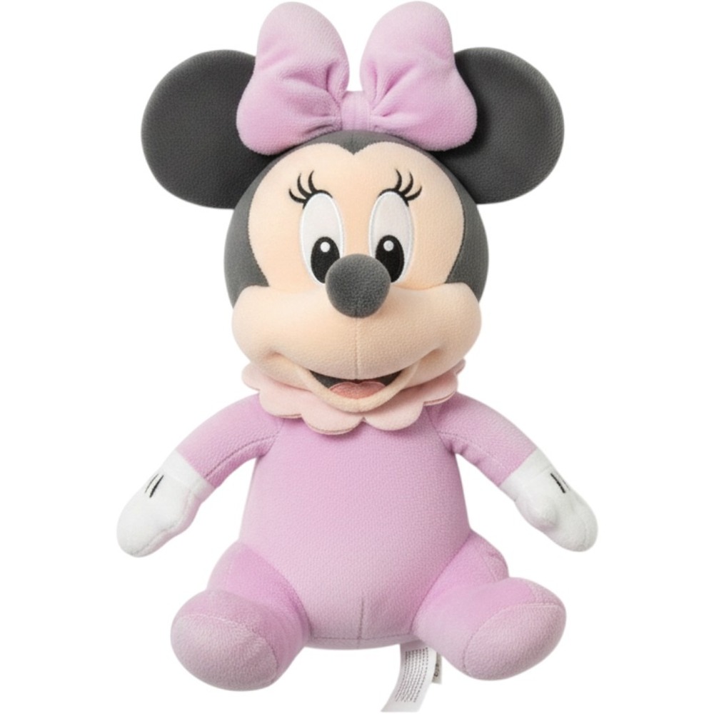 Disney Minnie Mouse Plush Stuffed Animal Lavender Pink Bow Seated Classic Toy
